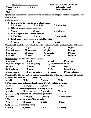 The first written test English 7